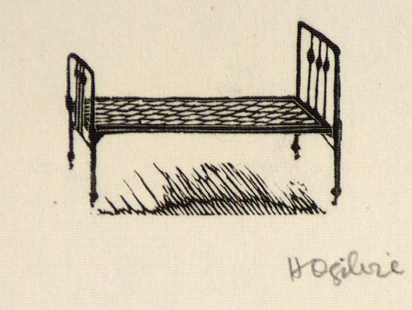 Artist: b'OGILVIE, Helen' | Title: b'not titled [ Iron bedstead - a wood engraving used for an illustration on Page 103 of Flinders Lane, Recollections of Alfred' | Date: (1947) | Technique: b'wood-engraving, printed in black ink, from one block'