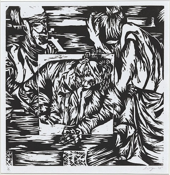 Artist: b'Ngu, Lisa Thuy.' | Title: b'Untitled' | Date: 1998 | Technique: b'linocut, printed in black ink, from one block'