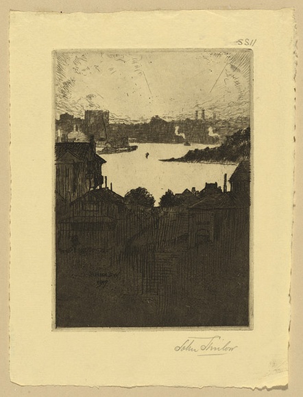 Artist: SHIRLOW, John | Title: Sydney Cove, from Musgrave Street wharf | Date: 1917 | Technique: etching, printed in black ink, from one copper plate