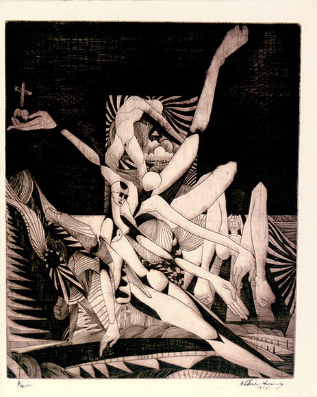Artist: SHOMALY, Alberr | Title: (Group of nude figures) | Date: 1968 | Technique: engraving, printed in black ink, from one copper plate