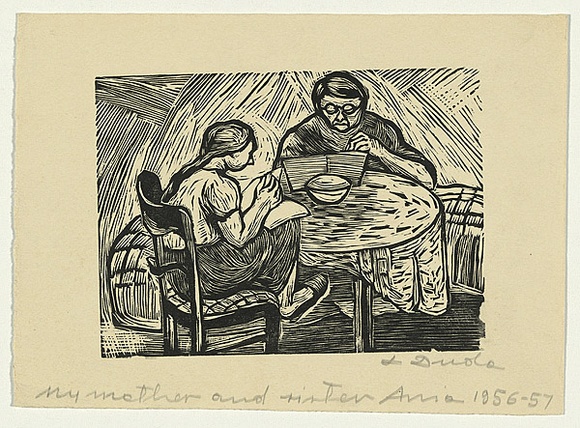 Artist: Groblicka, Lidia. | Title: My mother and sister Ania | Date: 1956-57 | Technique: woodcut, printed in black ink, from one block