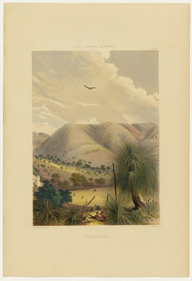 Artist: b'Angas, George French.' | Title: b'Yattagolinga.' | Date: 1846-47 | Technique: b'lithograph, printed in colour, from multiple stones; varnish highlights by brush'