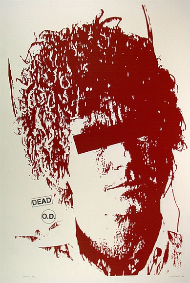 Artist: b'Durrant, Ivan.' | Title: b'not titled [Brett Whiteley - red]' | Date: 1992, August | Technique: b'screenprint, printed in red and black ink, from two screens'