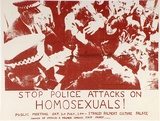 Artist: UNKNOWN | Title: Stop police attacks on homosexuals! | Date: 1978 | Technique: screenprint, printed in brown ink, from one stencil