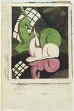 Artist: Spowers, Ethel. | Title: Reflections of a china fawn | Date: 1932 | Technique: linocut, printed in colour, from four blocks (viridian, mauve, light black, black ink)
