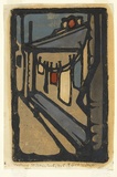 Artist: Crombie, Peggy. | Title: Washing, St. James roof. | Date: 1925 | Technique: linocut, printed in colour, from multiple blocks