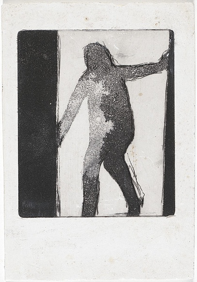 Artist: b'MADDOCK, Bea' | Title: b'Stepping down.' | Date: May 1965 | Technique: b'line-etching and aquatint, printed in black ink, from one copper plate'