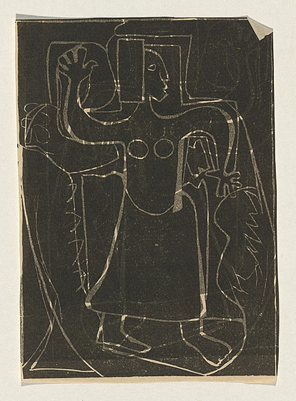 Title: b'Native dancer' | Date: 1953 | Technique: b'screenprint, printed black ink, from one stencil; pencil on verso'