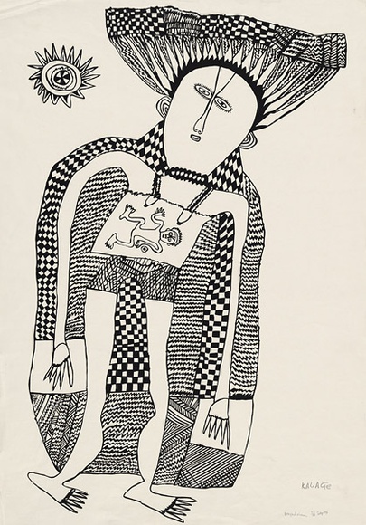 Artist: b'Kauage, Mathias.' | Title: b'Pregnant woman' | Date: September 1974 | Technique: b'screenprint, printed in black ink, from one screen'