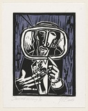 Title: b'Second coming.' | Date: 1999 | Technique: b'linocut, printed in colour, from two blocks'