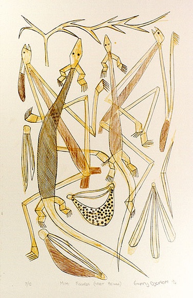 Artist: b'Djorlom, Garry.' | Title: b'Mimi figures' | Date: 1994 | Technique: b'lithograph, printed in colour, from three stones [or plates]'