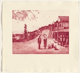 Artist: b'Shead, Garry.' | Title: b'Thirroul' | Date: 1994-95 | Technique: b'etching and aquatint, printed in pink ink, from one plate' | Copyright: b'\xc2\xa9 Garry Shead'