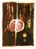 Artist: WICKS, Arthur | Title: Bus stop | Date: 1967 | Technique: lithograph, printed in colour, from multiple stones [or plates]