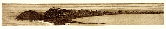 Artist: b'Rooney, Elizabeth.' | Title: b'(Newcastle and harbour)' | Date: (1978-79) | Technique: b'etching and aquatint, printed in brown ink with plate-tone, from one zinc plate'