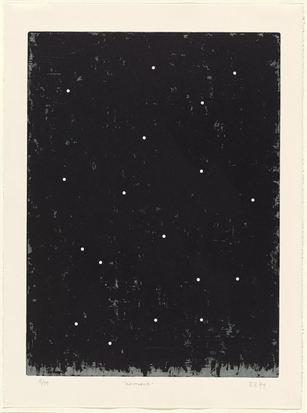 Artist: b'Blanchflower, Brian.' | Title: b'Nocturne.' | Date: 1999 | Technique: b'aquatint, printed in black ink, from one steel plate; stencil' | Copyright: b'\xc2\xa9 Brian Blanchflower, 1999'