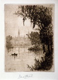 Artist: b'Mather, John.' | Title: bBrander's ferry | Date: 1894 | Technique: b'etching, printed in red/brown ink with plate-tone, from one plate'