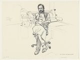 Artist: b'Miller, Lewis.' | Title: b'Neil Leveson the master printer' | Date: 1989 | Technique: b'lithograph, printed in black ink, from one stone' | Copyright: b'\xc2\xa9 Lewis Miller. Licensed by VISCOPY, Australia'