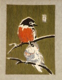 Artist: Palmer, Ethleen. | Title: (Two Robin red breasts) | Date: c.1955 | Technique: screenprint, printed in colour, from multiple stencils