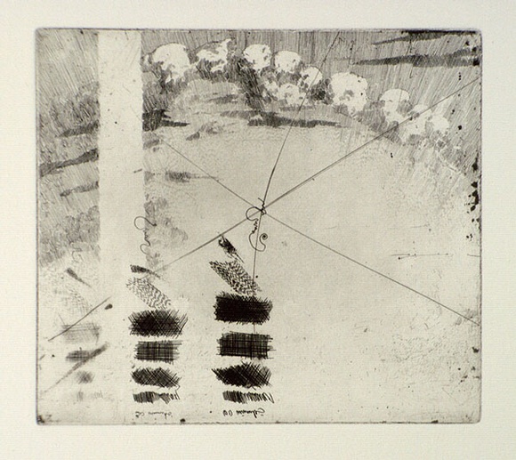 Artist: b'FEINT, Adrian' | Title: b'Test plate with etching experiments.' | Copyright: b'Courtesy the Estate of Adrian Feint'