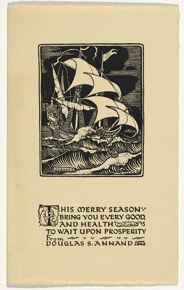 Title: b'Christmas card.' | Date: c.1925 | Technique: b'letterpress, printed in black ink' | Copyright: b'\xc2\xa9 A.M. Annand'