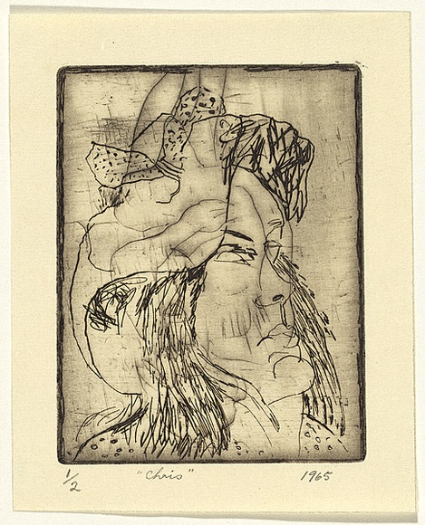 Artist: b'WALKER, Murray' | Title: b'Chris' | Date: 1965 | Technique: b'etching, printed in black ink, from one plate'