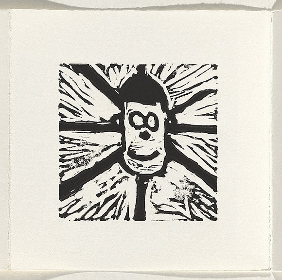 Title: b'I am [page 10]' | Date: 2000 | Technique: b'linocut, printed in black ink, from one block'