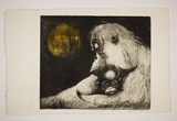 Artist: b'Haxton, Elaine' | Title: b'Jungle night' | Date: 1975 | Technique: b'etching, aquatint, drypoint and roulette, printed in colour'