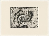 Artist: Daw, Robyn. | Title: not titled [tiger, circle and grid] | Date: 1989, November | Technique: etching, printed in black ink, from one plate