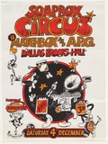 Artist: b'MACKINOLTY, Chips' | Title: b'Soapbox circus is Matchbox and A.P.G., Dallas Brooks Hall' | Date: 1976 | Technique: b'screenprint, printed in colour, from multiple stencils'