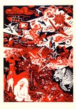 Artist: b'Brown, Mike.' | Title: b'not titled [human figures, parts of the body, faces, birds, aeroplane, leopard, etc.].' | Date: c.1970 | Technique: b'screenprint'