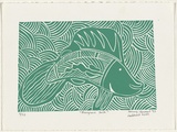 Artist: b'Clarmont, Sammy.' | Title: b'Mangrove Jack' | Date: 1997, August | Technique: b'linocut, printed green ink, from one block'