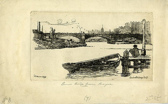 Title: b'Princes Bridge from Moyne.' | Date: 1898 | Technique: b'etching, printed in black ink, from one copper plate'