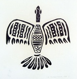 Artist: TUNGUTALUM, Bede | Title: Bird with outstretched wings | Date: 1969 | Technique: woodcut, printed in black ink, from one block