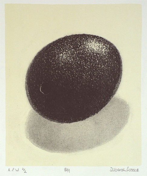 Artist: b'Russell,, Deborah.' | Title: b'Egg' | Date: 2001, November | Technique: b'lithograph, printed in colour, from two stones (image in black, cream tint)'