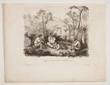 Title: b'Groupe de convicts dans un d\xc3\xa9frichement. [Group of convicts in a clearing]' | Date: 1835 | Technique: b'engraving, printed in black ink, from one plate'