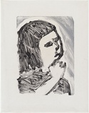 Artist: MADDOCK, Bea | Title: (Mask face) | Date: August 1967 | Technique: monotype, printed in black and grey oil-based ink, from one glass plate