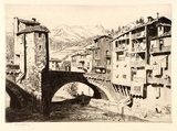 Artist: LINDSAY, Lionel | Title: Sospel, France | Date: 1927 | Technique: drypoint, printed in brown ink, from one plate | Copyright: Courtesy of the National Library of Australia