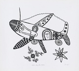 Artist: b'Kauage, Mathias.' | Title: b'Balus long ples balus  [Aeroplane at the airport]' | Date: 1977 | Technique: b'screenprint, printed in black ink, from one stencil'