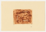 Artist: NUNGURRAYI, Pantjia | Title: not titled [three animals] | Date: 2004 | Technique: drypoint etching, printed in brown ink, from one perspex plate