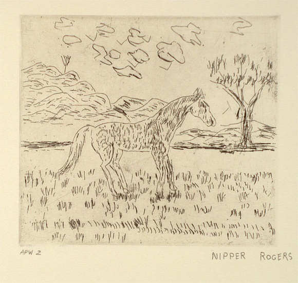 Artist: b'ROGERS, Nipper Sweeney' | Title: b'Yawarta (horse)' | Date: 1994, October - November | Technique: b'etching, printed in black ink, from one plate'