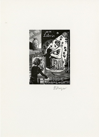 Artist: b'Frazer, David.' | Title: b'Robbie Harmsworth' | Date: c.2001 | Technique: b'wood-engraving, printed in black in, from one block'