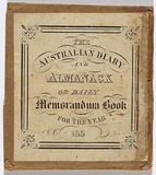 Title: b'The Australian diary and almanac [book label]' | Date: c.1852 | Technique: b'engraving, printed in black ink, from one copper plate'