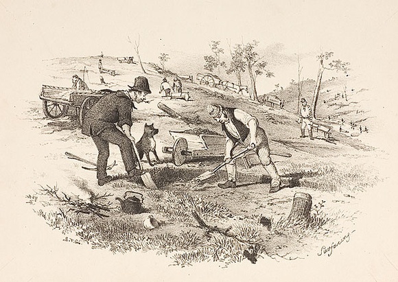 Artist: b'GILL, S.T.' | Title: b'Surfacing.' | Date: 1852 | Technique: b'lithograph, printed in black ink, from one stone'