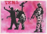 Artist: Reks. | Title: Not titled [body search 1 pink]. | Date: 2004 | Technique: stencil, printed in pink, red and black ink, from two stencils