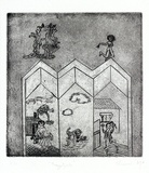 Artist: b'SHEARER, Mitzi' | Title: b'Triptych' | Date: 1981-84 | Technique: b'etching, printed in black, with plate-tone, from one plate'