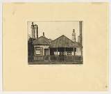 Artist: b'URE SMITH, Sydney' | Title: b'Old cottages, Princes Street' | Date: 1920, after | Technique: b'etching, printed in black ink, from one plate'