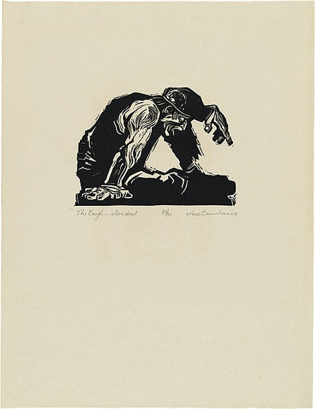 Artist: b'Counihan, Noel.' | Title: b'The cough ... stone dust.' | Date: 1947 | Technique: b'linocut, printed in black ink, from one block'