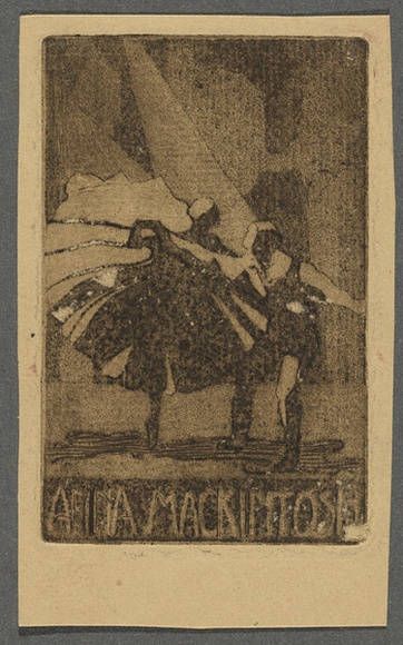 Artist: b'Coleman, Constance.' | Title: b'Bookplate: Anna Mackintosh.' | Technique: b'aquatint and etching, printed in brown ink with plate-tone, from one plate'