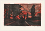 Artist: b'AMOR, Rick' | Title: b'Into the garden.' | Date: 1993 | Technique: b'woodcut, printed in colour, from two blocks'