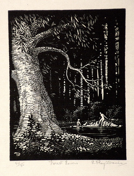 Artist: Davies, L. Roy. | Title: Forest lovers. | Date: 1924 | Technique: wood-engraving, printed in black ink, from one block | Copyright: © The Estate of L. Roy Davies
